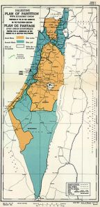 Mapa do Plano de Partilha da Palestina em novembro de 1947.