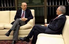 José Serra (esq.), ministro das relações exteriores do presidente interino Michel Temer (dir.)